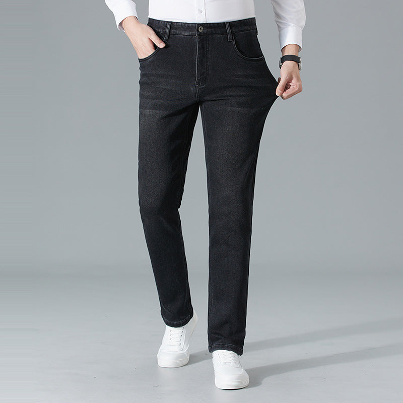 autumn and winter new Korean jeans for middle-aged and young men, all-match straight pants, business slim casual trousers