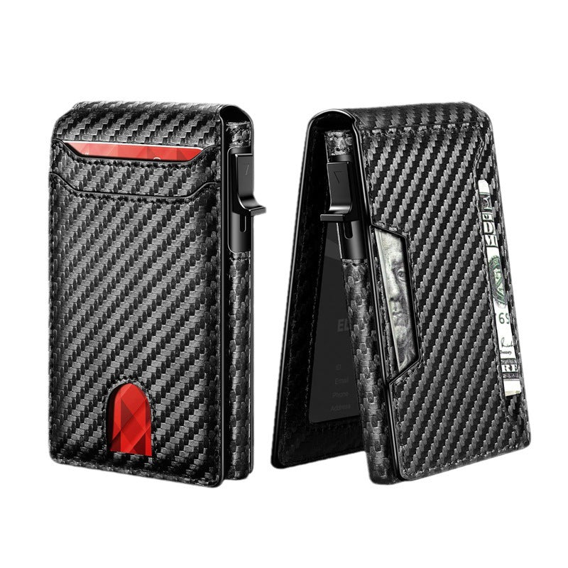 Flip wallet, light and portable, RFID anti-theft men's card holder, microfiber carbon fiber multifunctional card holder