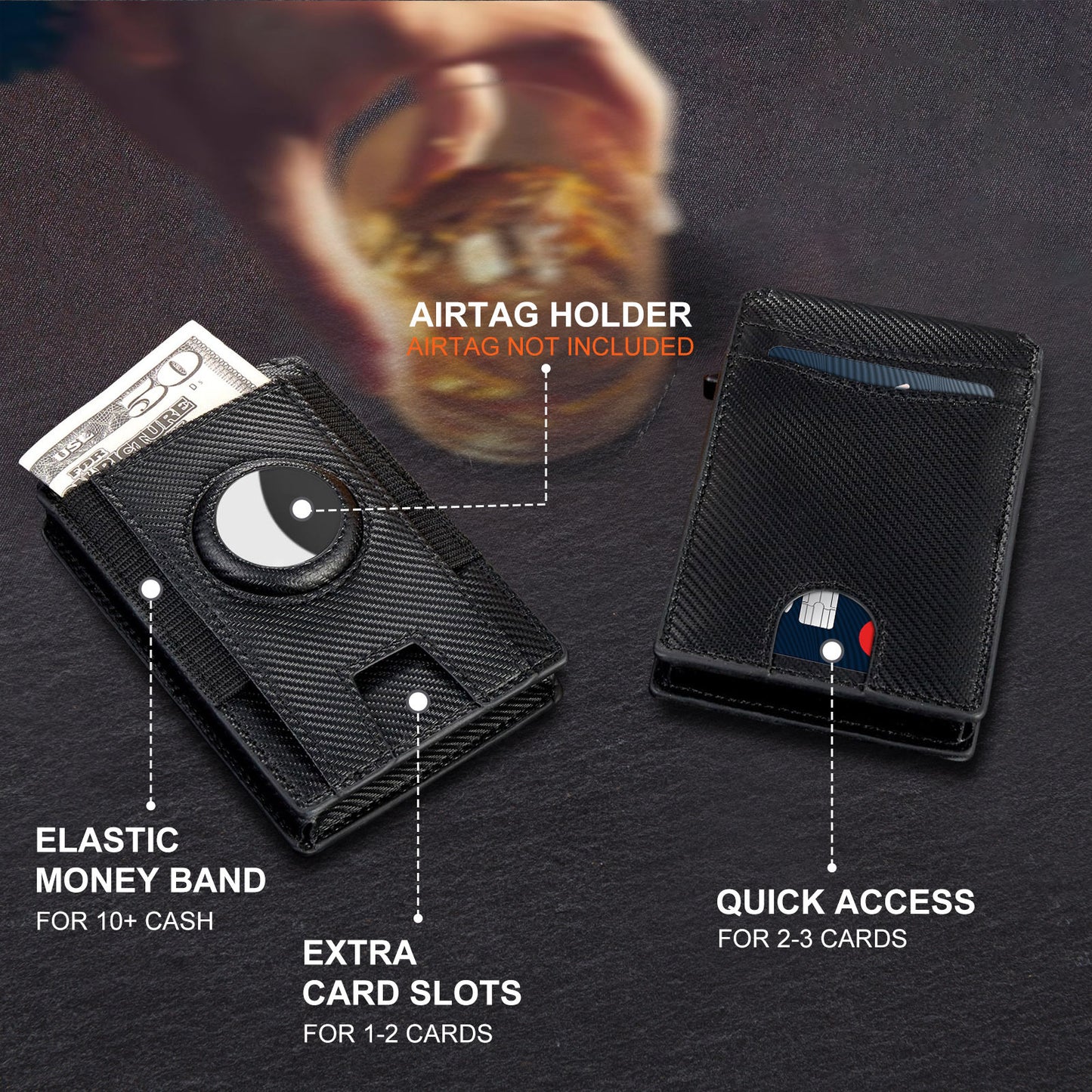 New flip airtag wallet men's high-end credit card metal card box anti-theft 20% men's card wallet