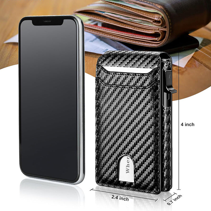 Flip wallet, light and portable, RFID anti-theft men's card holder, microfiber carbon fiber multifunctional card holder