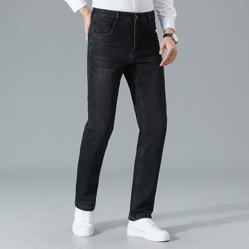 autumn and winter new Korean jeans for middle-aged and young men, all-match straight pants, business slim casual trousers