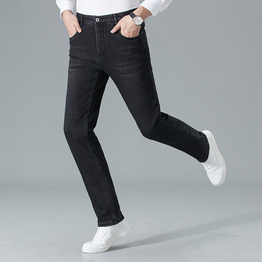 autumn and winter new Korean jeans for middle-aged and young men, all-match straight pants, business slim casual trousers