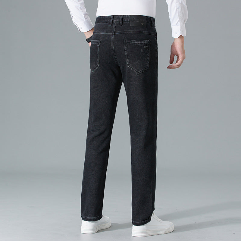 autumn and winter new Korean jeans for middle-aged and young men, all-match straight pants, business slim casual trousers