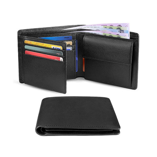 Men's short loose-leaf wallet RFID top-layer cowhide wallet with multiple card slots