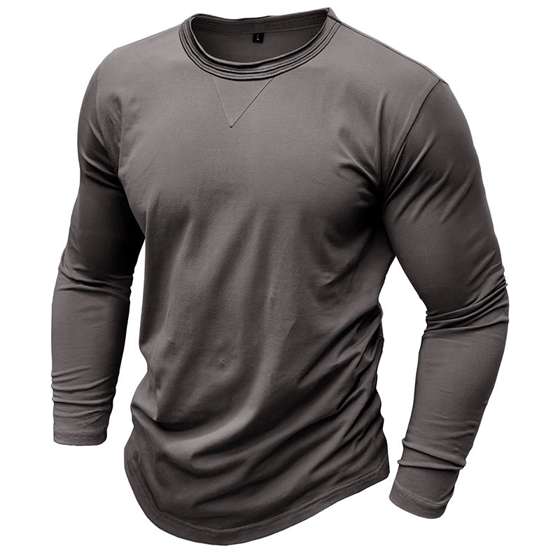 2025 new long-sleeved round neck T-shirt foreign trade men's cotton bottoming shirt