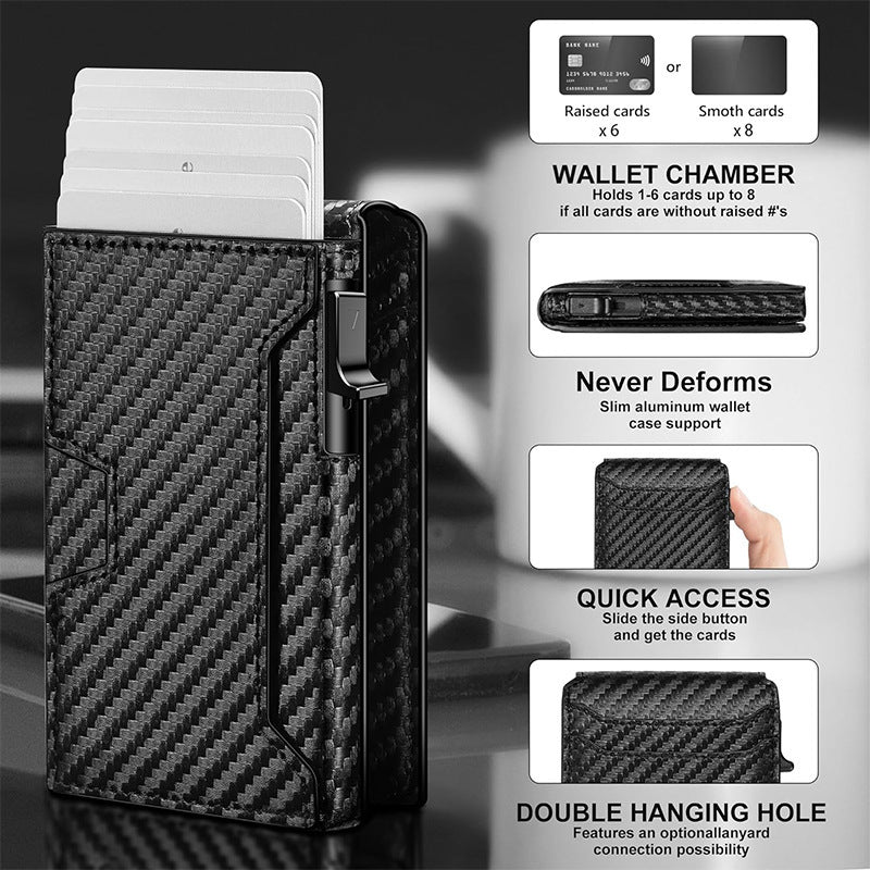 Flip wallet, light and portable, RFID anti-theft men's card holder, microfiber carbon fiber multifunctional card holder