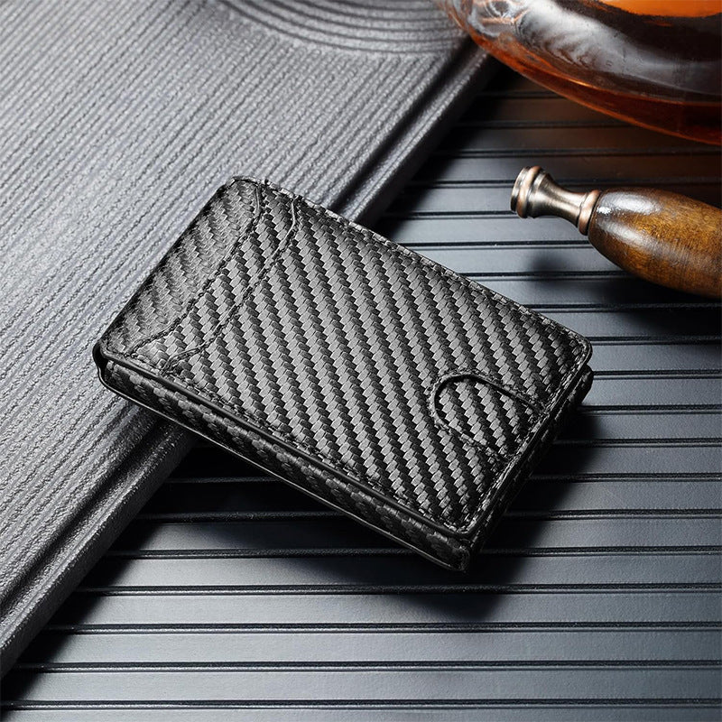 Flip wallet, light and portable, RFID anti-theft men's card holder, microfiber carbon fiber multifunctional card holder