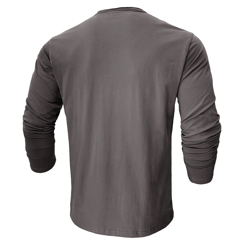 2025 new long-sleeved round neck T-shirt foreign trade men's cotton bottoming shirt