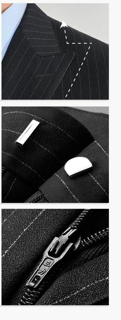 Black striped imitation wool men's suits, men's groomsmen suits, suits, men's wedding suits, professional suits