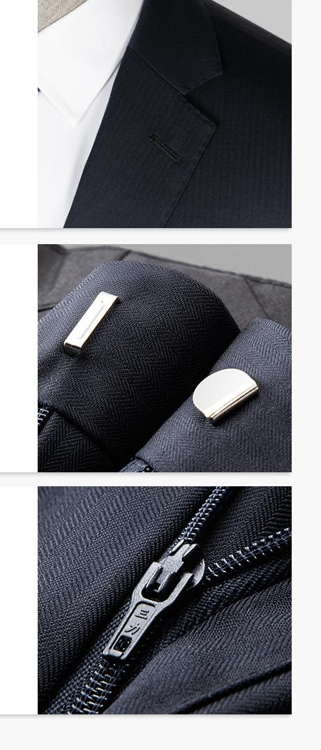 Men's casual suit set, men's navy blue herringbone wool suit, professional jacket