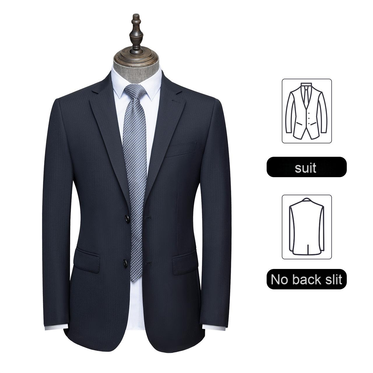 Men's casual suit set, men's navy blue herringbone wool suit, professional jacket