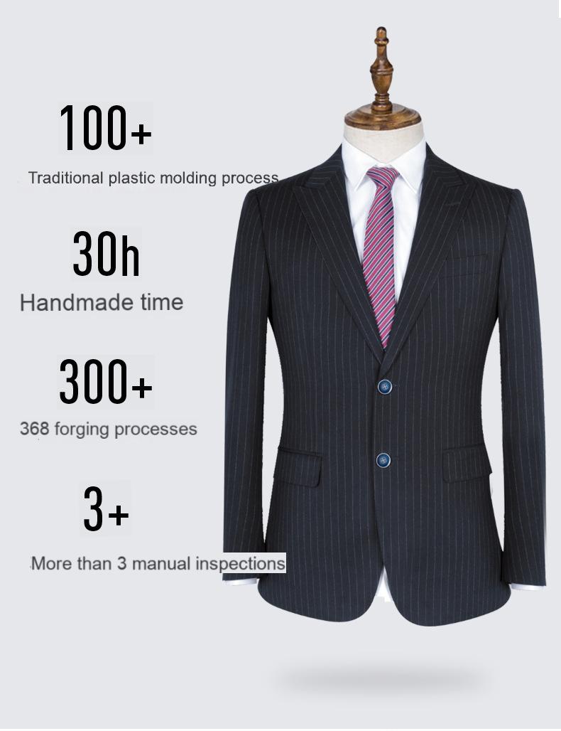 Black striped imitation wool men's suits, men's groomsmen suits, suits, men's wedding suits, professional suits