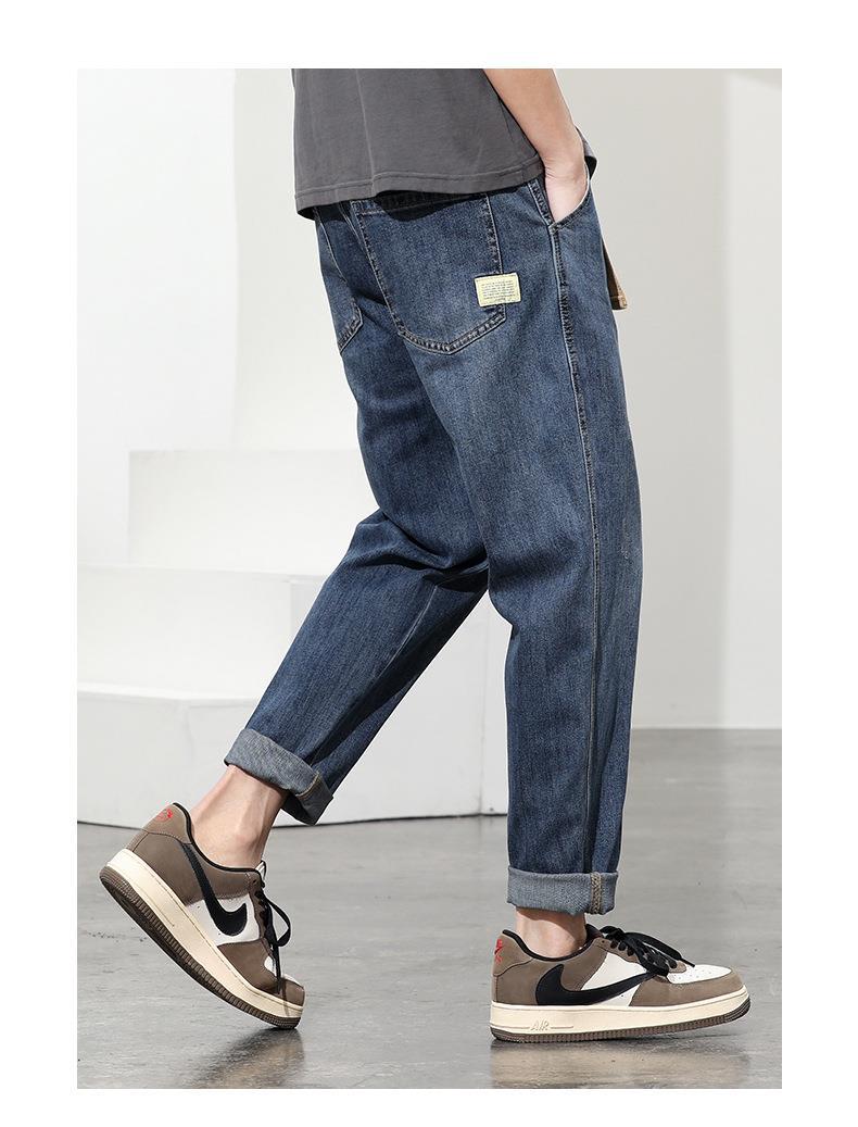 Loose straight jeans for men 2025 summer thin nine-point pants spring and autumn men's trendy workwear trousers