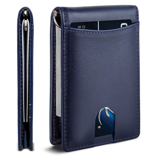 Genuine leather card holder, multifunctional ID card holder, anti-demagnetization, men's genuine leather dollar wallet, high-end style