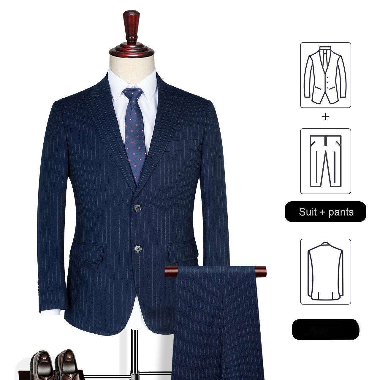 Black striped imitation wool men's suits, men's groomsmen suits, suits, men's wedding suits, professional suits