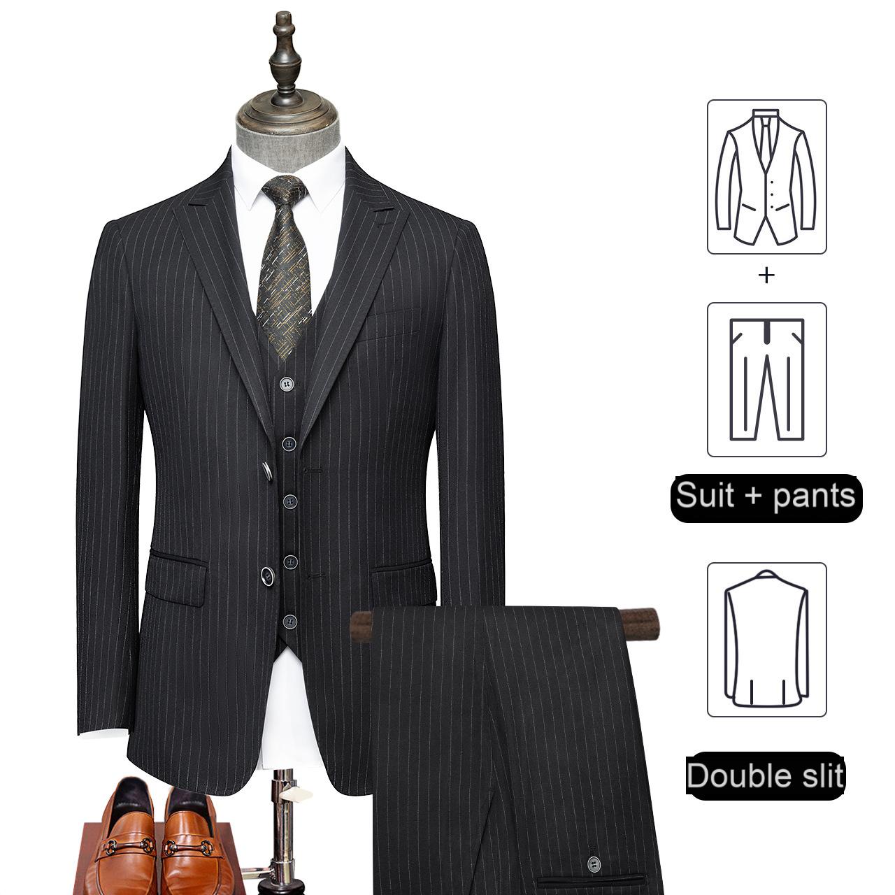 Gray striped men's suit, men's suit, men's casual suit, commuter jacket, professional suit