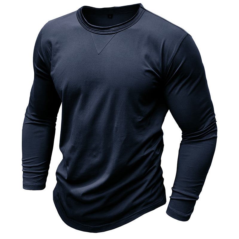 2025 new long-sleeved round neck T-shirt foreign trade men's cotton bottoming shirt