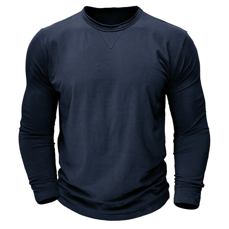 2025 new long-sleeved round neck T-shirt foreign trade men's cotton bottoming shirt