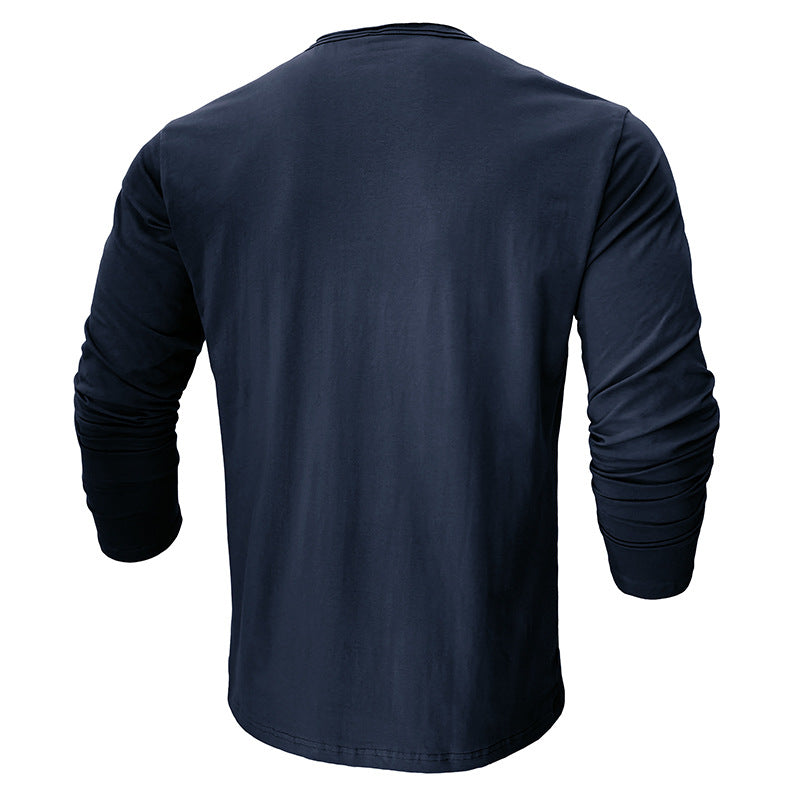 2025 new long-sleeved round neck T-shirt foreign trade men's cotton bottoming shirt