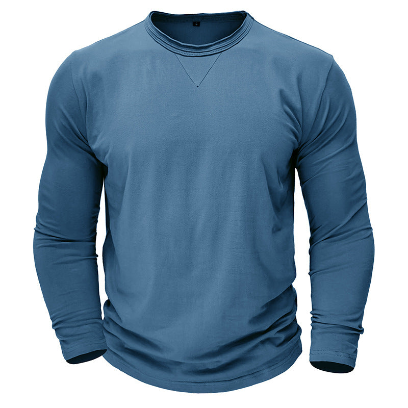 2025 new long-sleeved round neck T-shirt foreign trade men's cotton bottoming shirt