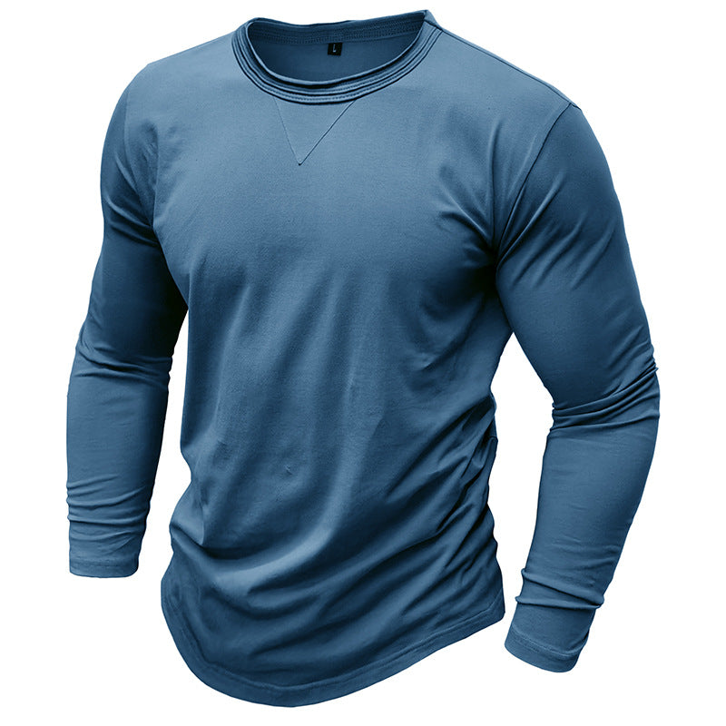 2025 new long-sleeved round neck T-shirt foreign trade men's cotton bottoming shirt