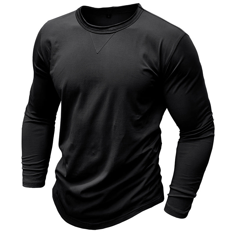 2025 new long-sleeved round neck T-shirt foreign trade men's cotton bottoming shirt