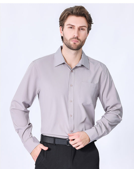 Four-sided elastic commuting simple white shirt men's long-sleeved business high-end formal wear